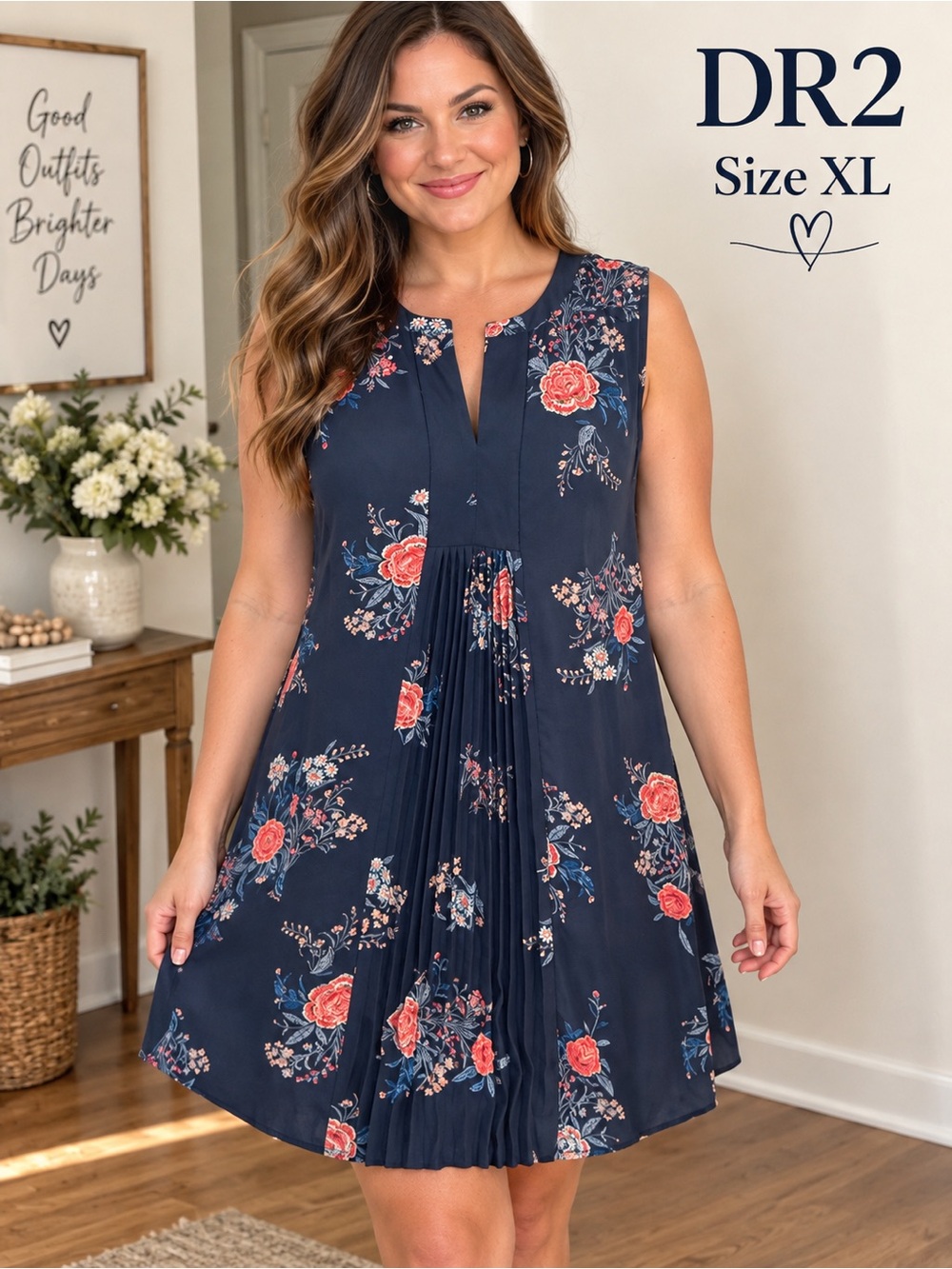 DR2 by Daniel Rainn Floral Sleeveless Dress Size XL NWT